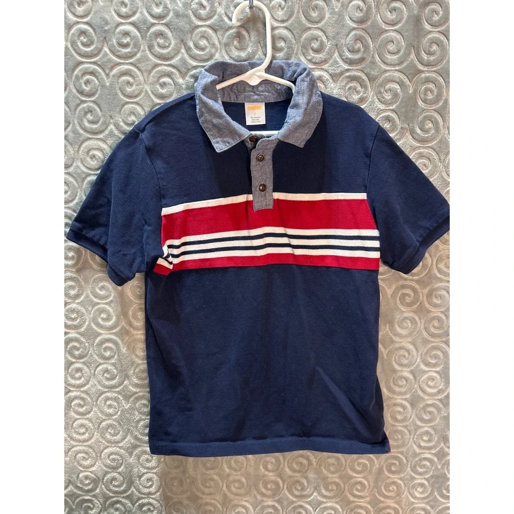 Gymboree Navy Red White Stripe Short Sleeve Polo Shirt Top Size 8 Kids Boys
